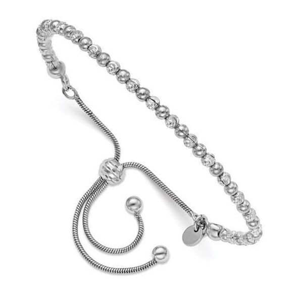 Leslie's Sterling Silver Diamond cut Adjustable Bracelet - Picture 1 of 4